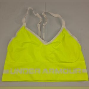 Under Armour UA Seamless Low Long Sports Bra Size Small Yellow White C-3179